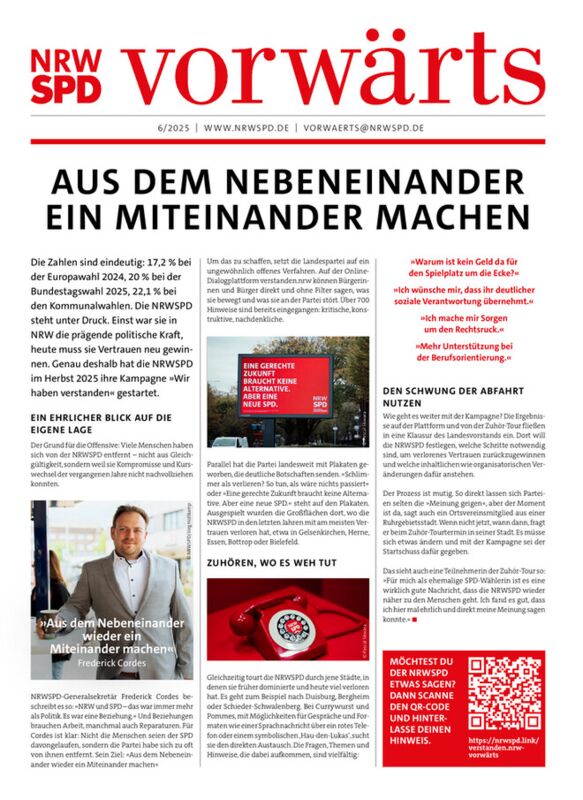 Der „vorwärts“ - Regionalausgabe NRW - digital 6/2025